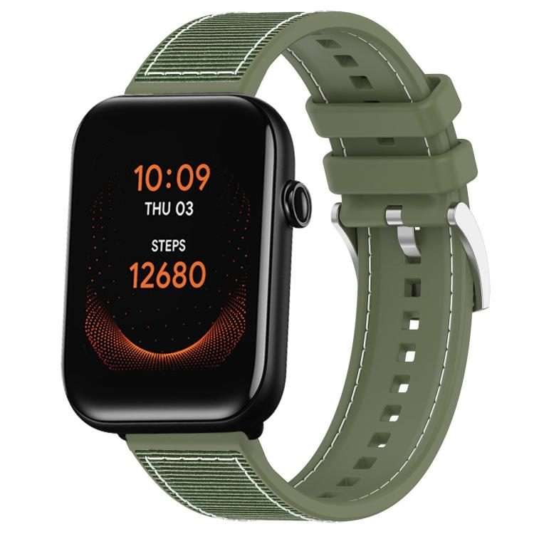 20mm For Ticwatch GTH / E3 / E / 2 xDfind Hybrid Nylon Braid Silicone Watch Band(Green)