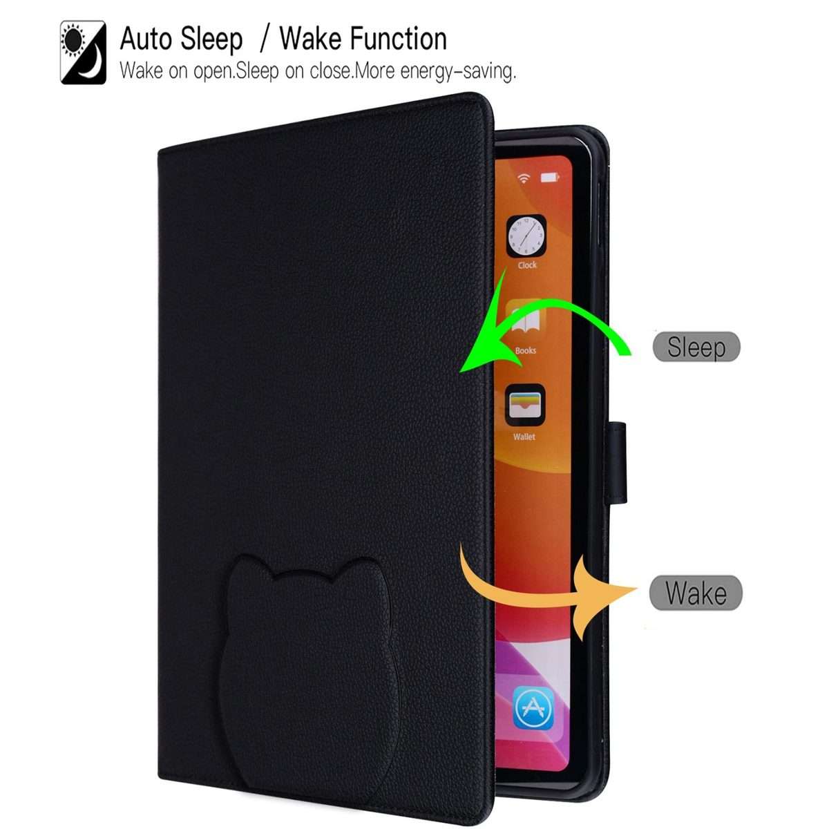 For Samsung Galaxy Tab S10+ / S9+ Cat Skin-feel Litchi Leather Smart Tablet Case(Black)