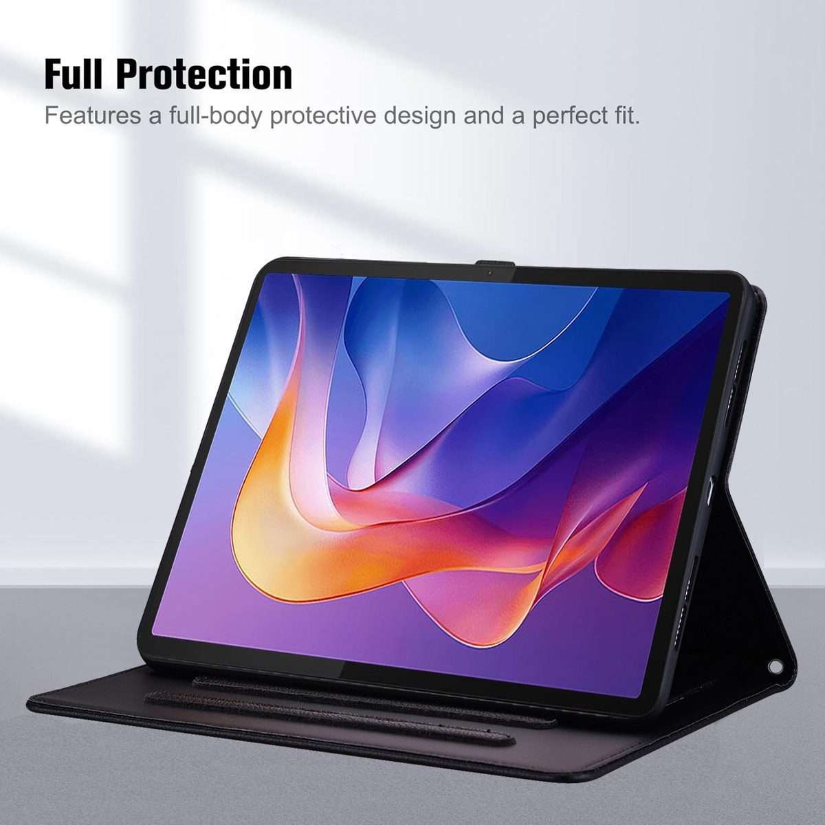 For Samsung Galaxy Tab S10+ / S9+ Cat Skin-feel Litchi Leather Smart Tablet Case(Black)