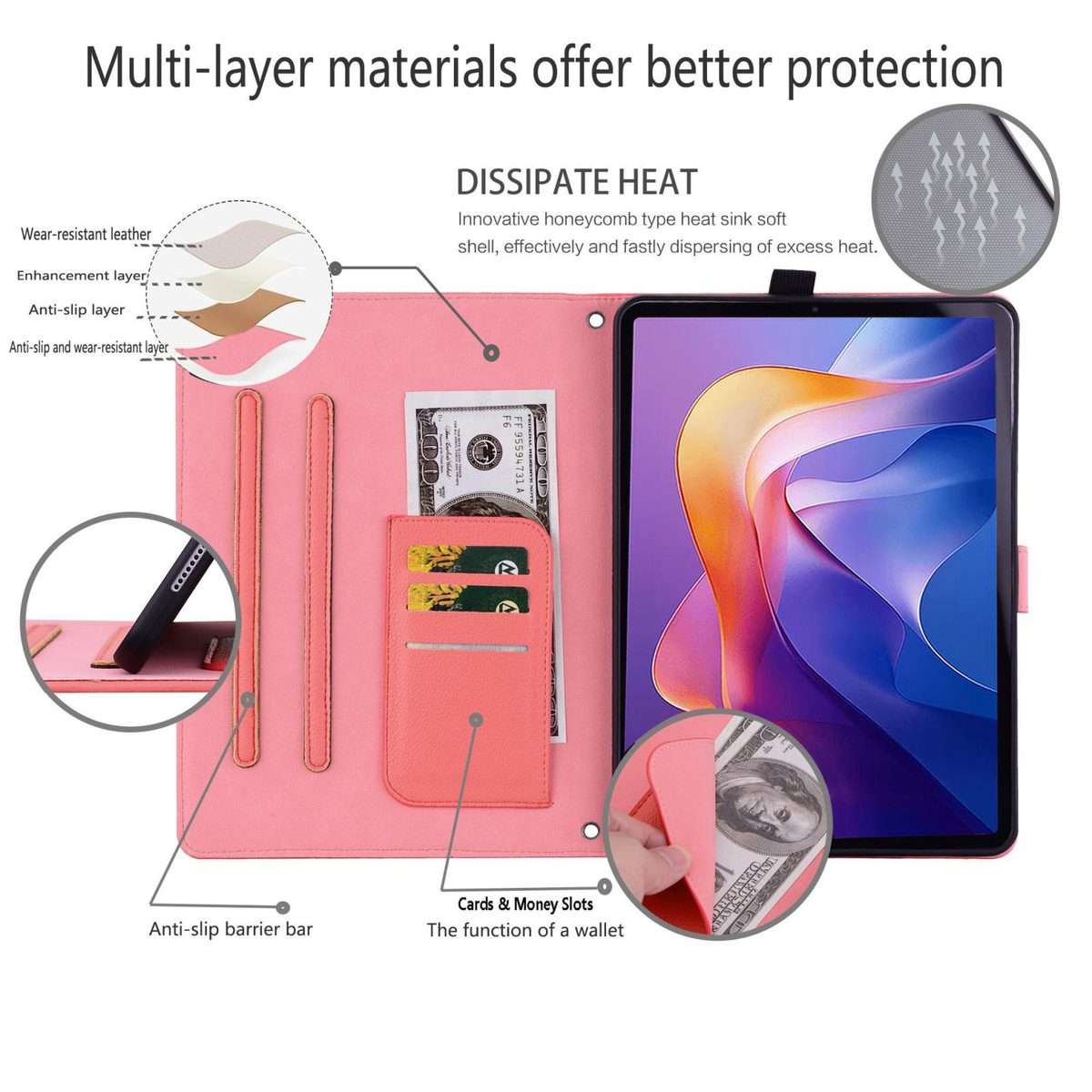 For Samsung Galaxy Tab S10+ / S9+ Cat Skin-feel Litchi Leather Smart Tablet Case(Watermelon Red)
