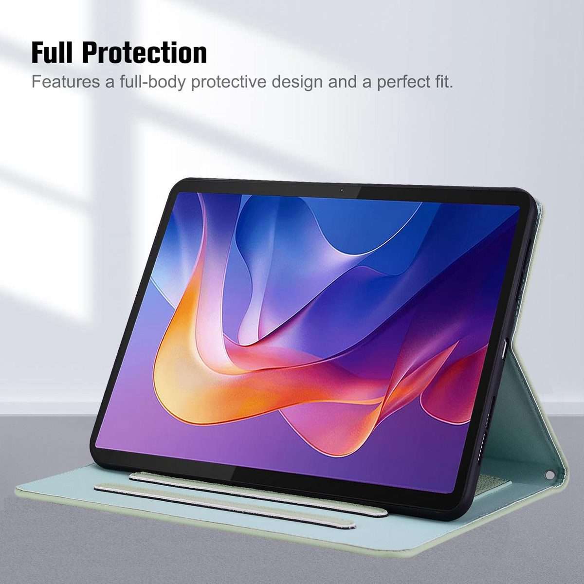For Samsung Galaxy Tab S10+ / S9+ Cat Skin-feel Litchi Leather Smart Tablet Case(Green)