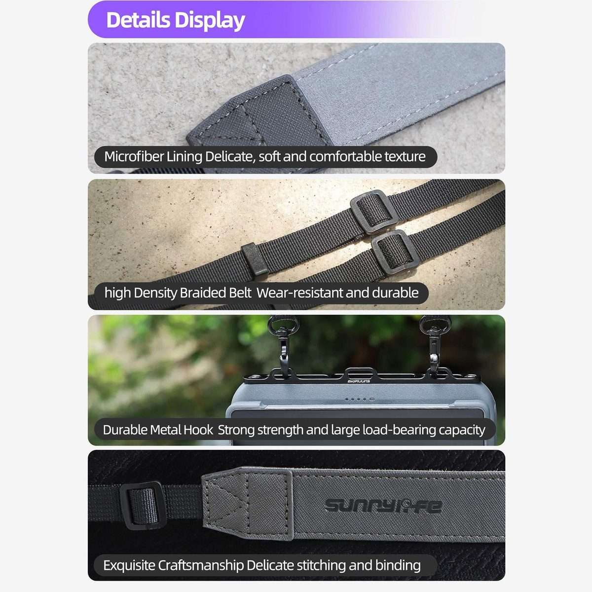 For DJI RC Pro 2 Sunnylife GS013 Multi-Purpose Lanyard with CNC Aluminum Buckle(Grey)
