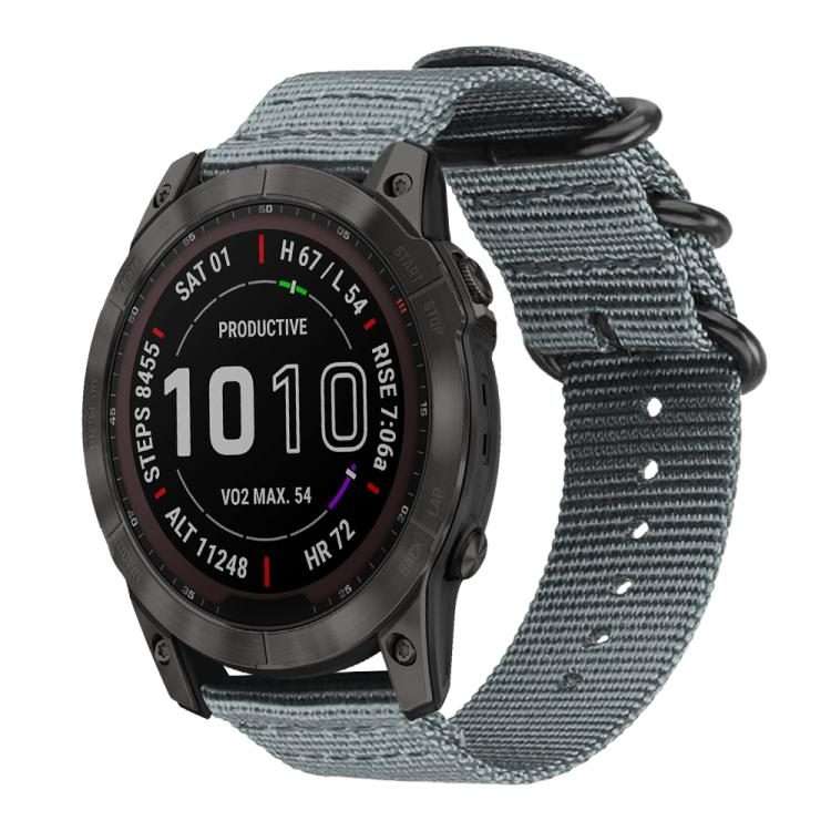 22mm xDfind Ring Buckle Nylon Canvas Watch Band(Grey)