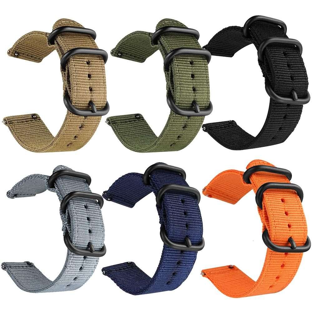 22mm xDfind Ring Buckle Nylon Canvas Watch Band(Grey)