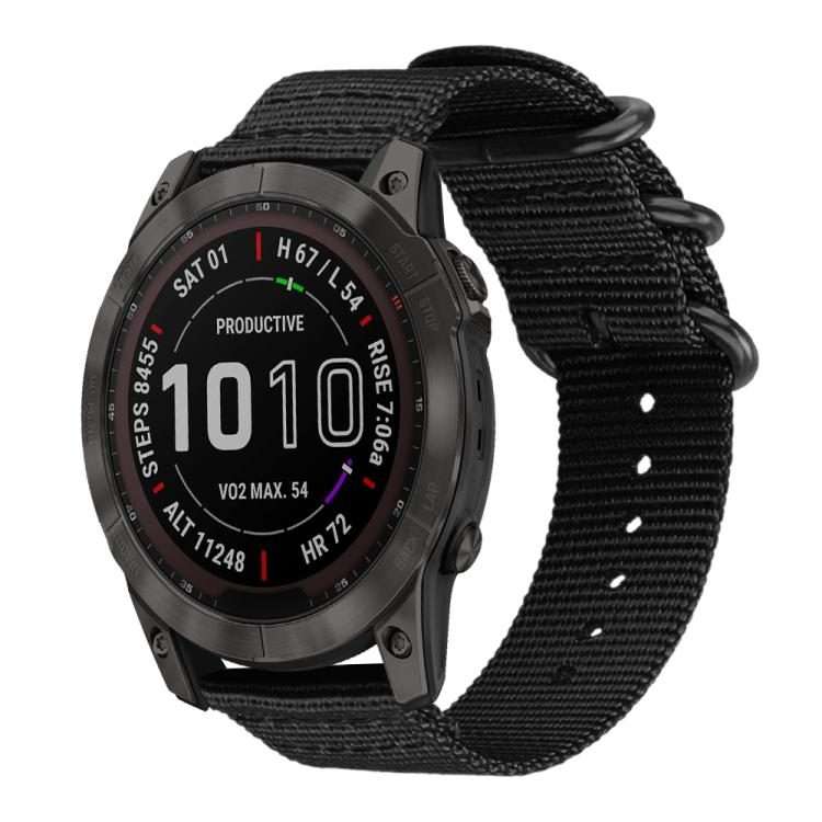 22mm xDfind Ring Buckle Nylon Canvas Watch Band(Black)