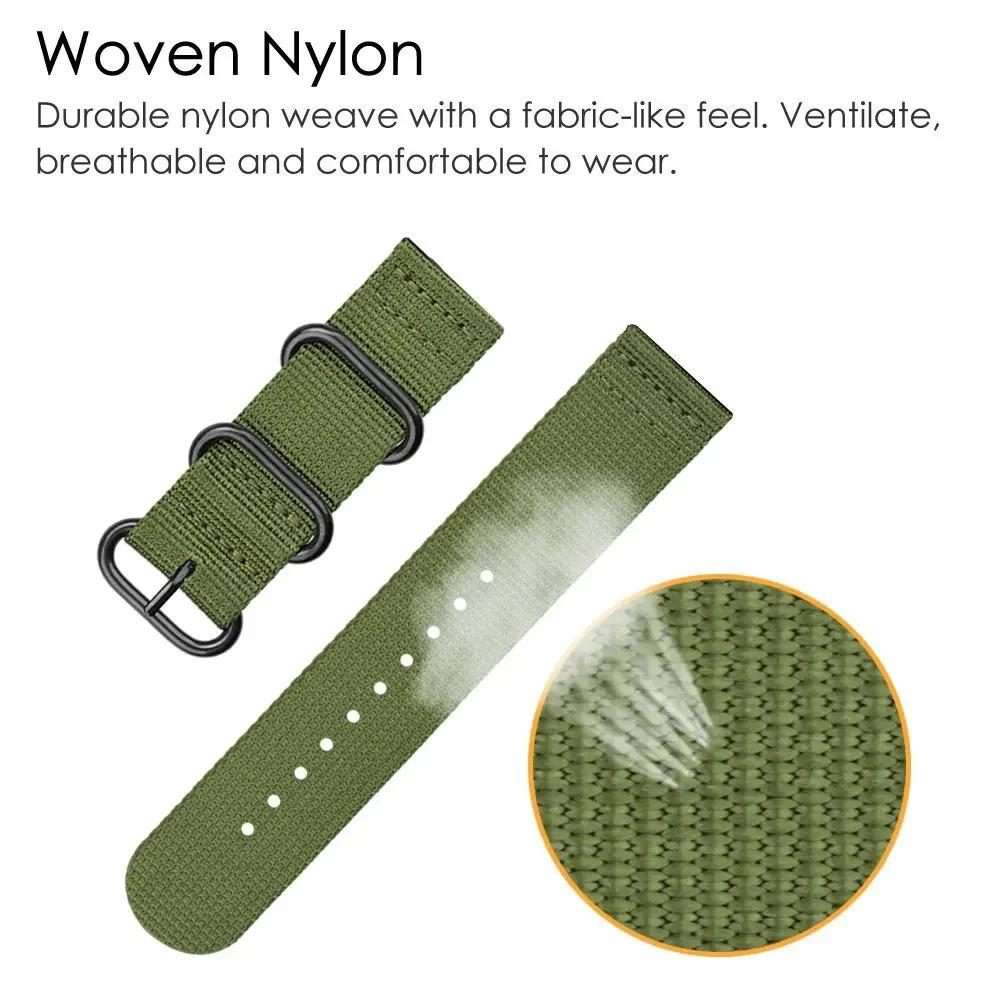 22mm xDfind Ring Buckle Nylon Canvas Watch Band(Black)