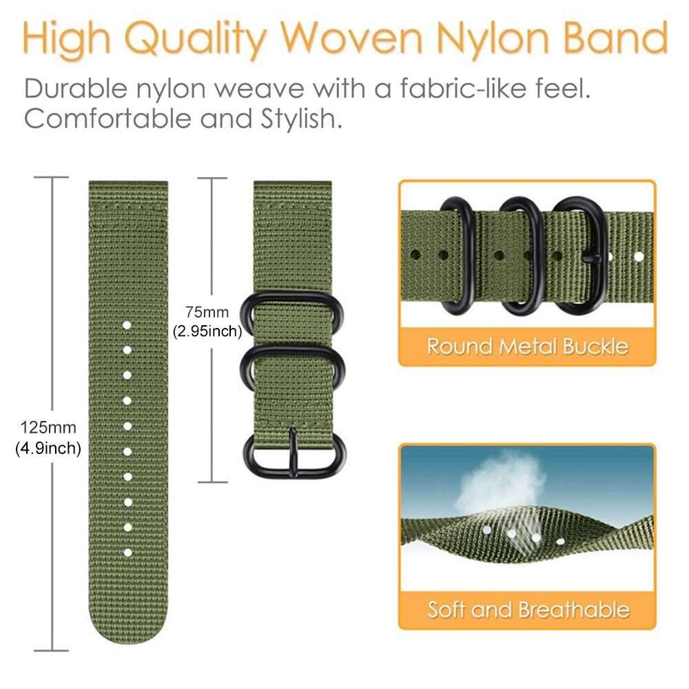 22mm xDfind Ring Buckle Nylon Canvas Watch Band(Khaki)