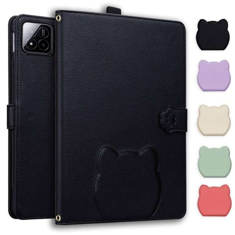 For Xiaomi Pad 8 / 8 Pro 7 / 7 Pro Cat Skin-feel Litchi Leather Tablet Case(Black)