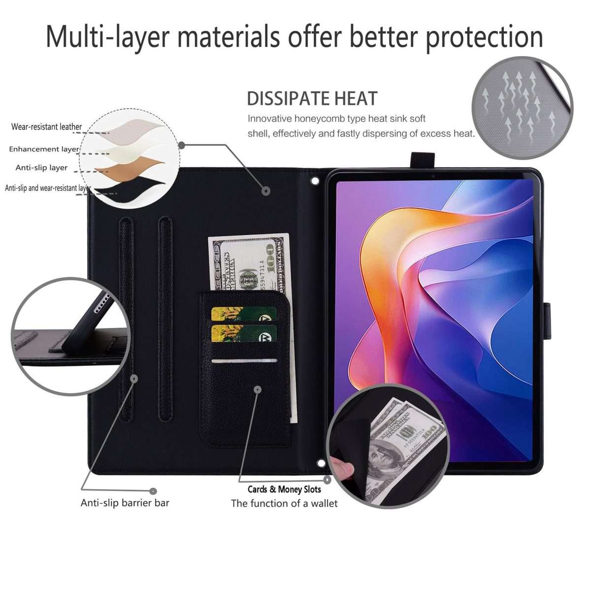 For Xiaomi Pad 8 / 8 Pro 7 / 7 Pro Cat Skin-feel Litchi Leather Tablet Case(Black)
