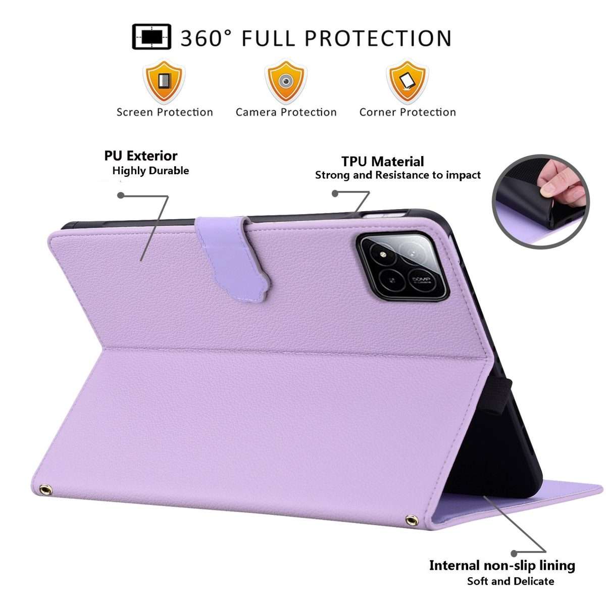 For Xiaomi Pad 8 / 8 Pro 7 / 7 Pro Cat Skin-feel Litchi Leather Tablet Case(Purple)