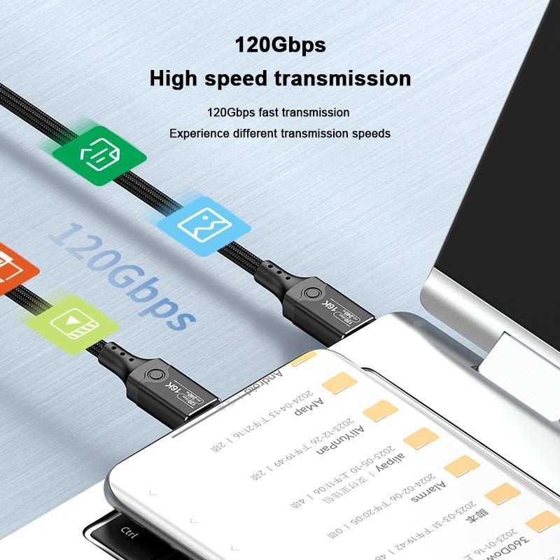 DOONJIEY DJUSB519GR 120Gbps Type-C 16K HD Projection Conversion Cable(Black)
