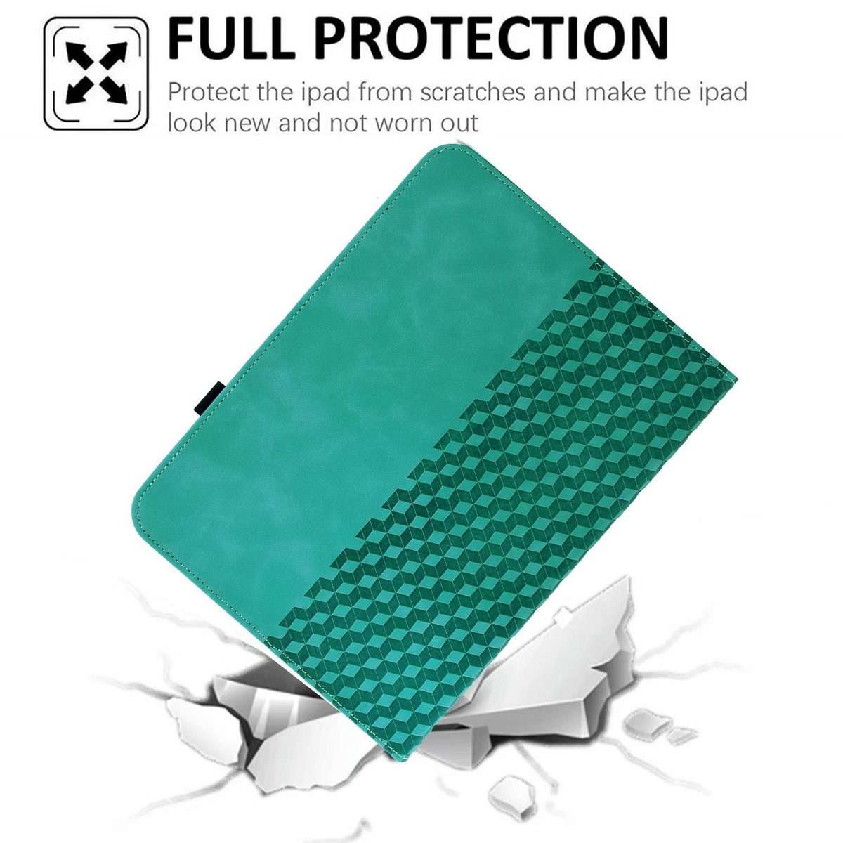 For iPad Air 11 2026 / 2025 / 2024 Rotatable Rhombus Embossed Smart Leather Table ... (Light Blue)