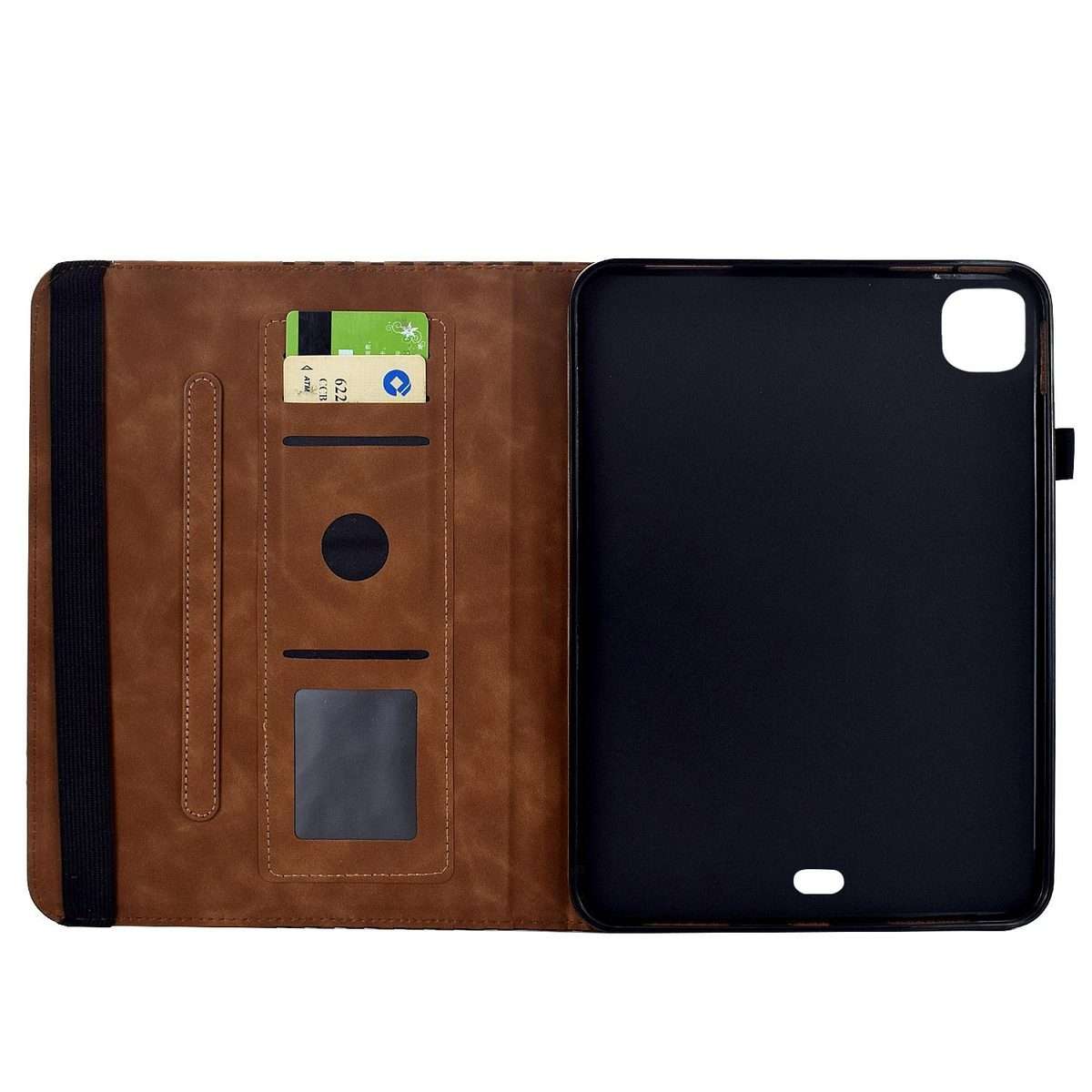 For iPad Air 11 2026 / 2025 / 2024 Rotatable Rhombus Embossed Smart Leather Tablet Case(Brown)