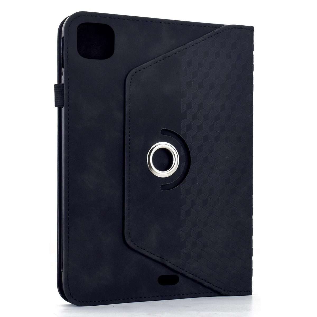 For iPad Air 11 2026 / 2025 / 2024 Rotatable Rhombus Embossed Smart Leather Tablet Case(Black)