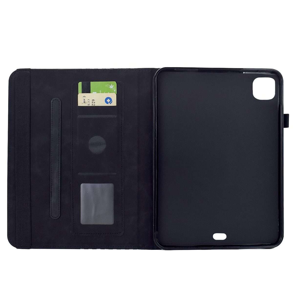 For iPad Air 11 2026 / 2025 / 2024 Rotatable Rhombus Embossed Smart Leather Tablet Case(Black)