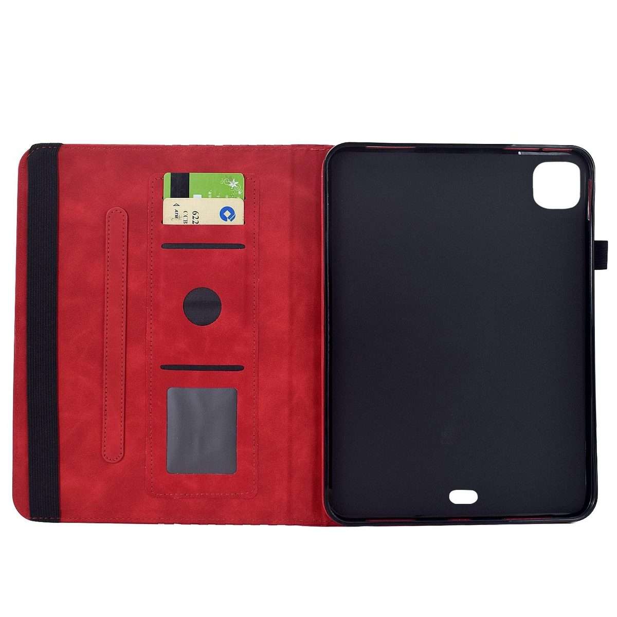 For iPad Air 11 2026 / 2025 / 2024 Rotatable Rhombus Embossed Smart Leather Tablet Case(Red)