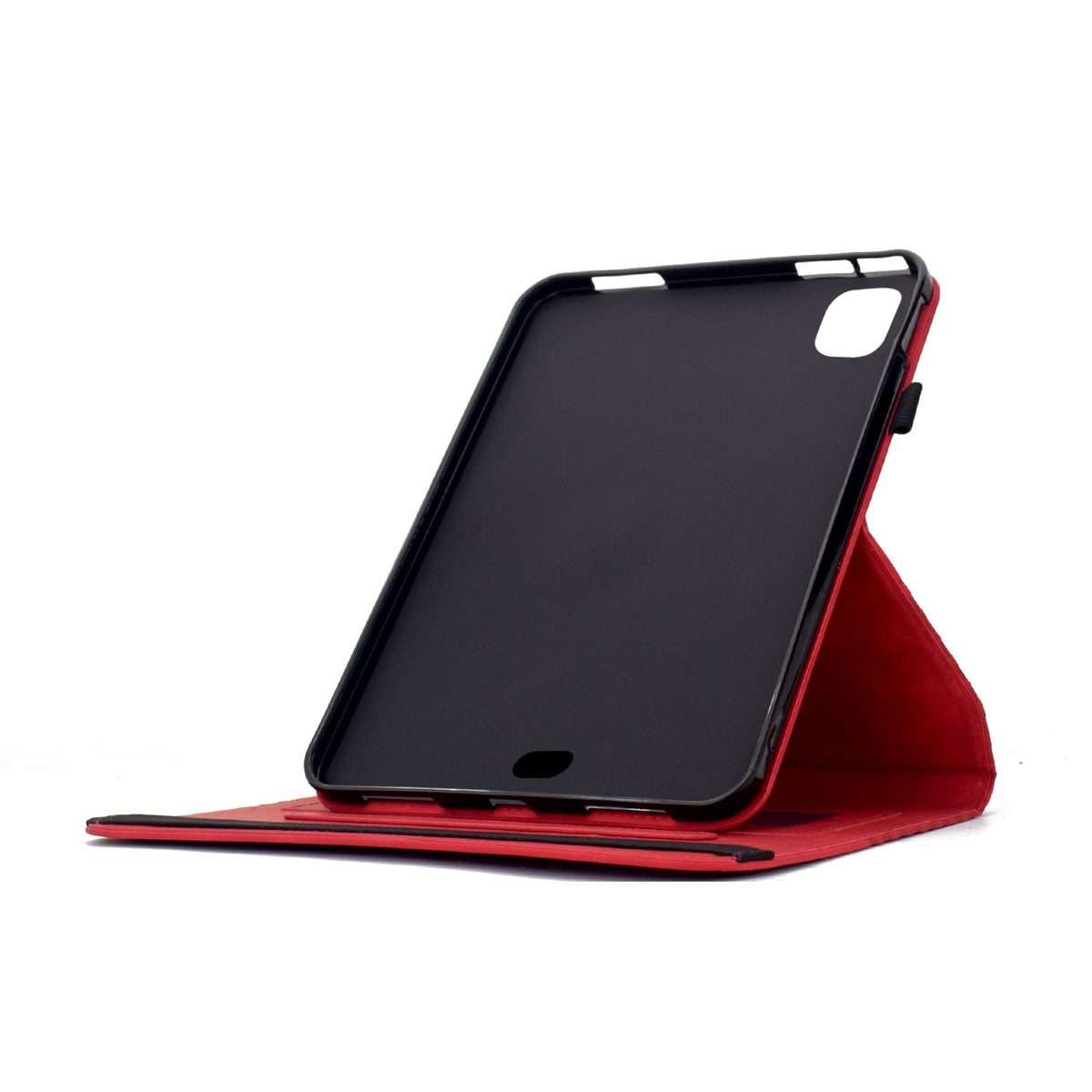For iPad Air 11 2026 / 2025 / 2024 Rotatable Rhombus Embossed Smart Leather Tablet Case(Red)