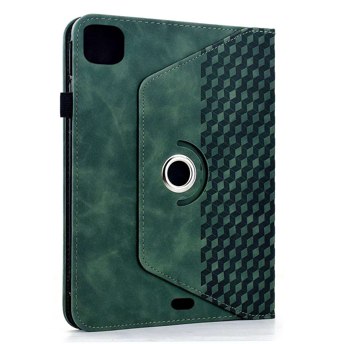 For iPad Air 11 2026 / 2025 / 2024 Rotatable Rhombus Embossed Smart Leather Tablet Case(Green)
