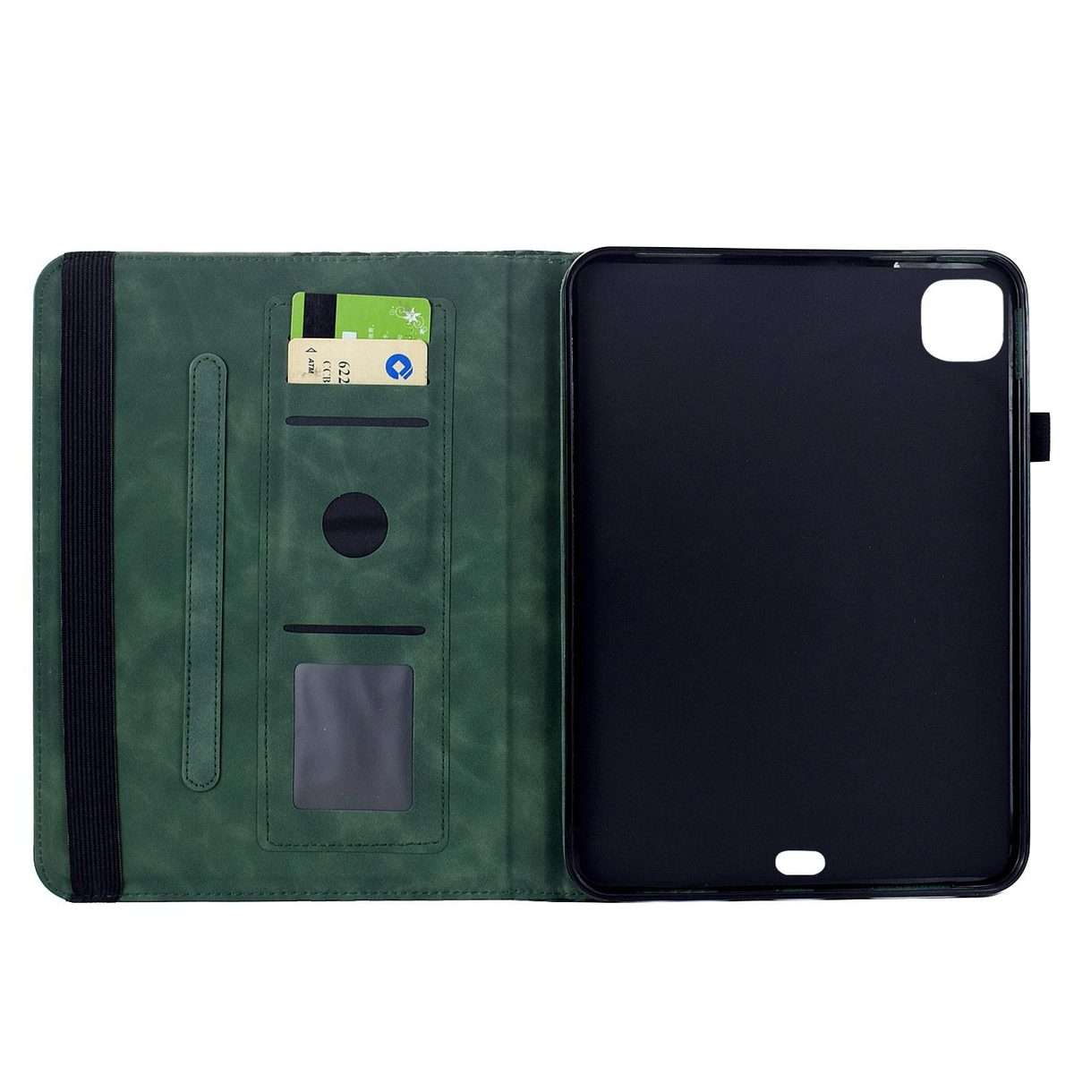 For iPad Air 11 2026 / 2025 / 2024 Rotatable Rhombus Embossed Smart Leather Tablet Case(Green)