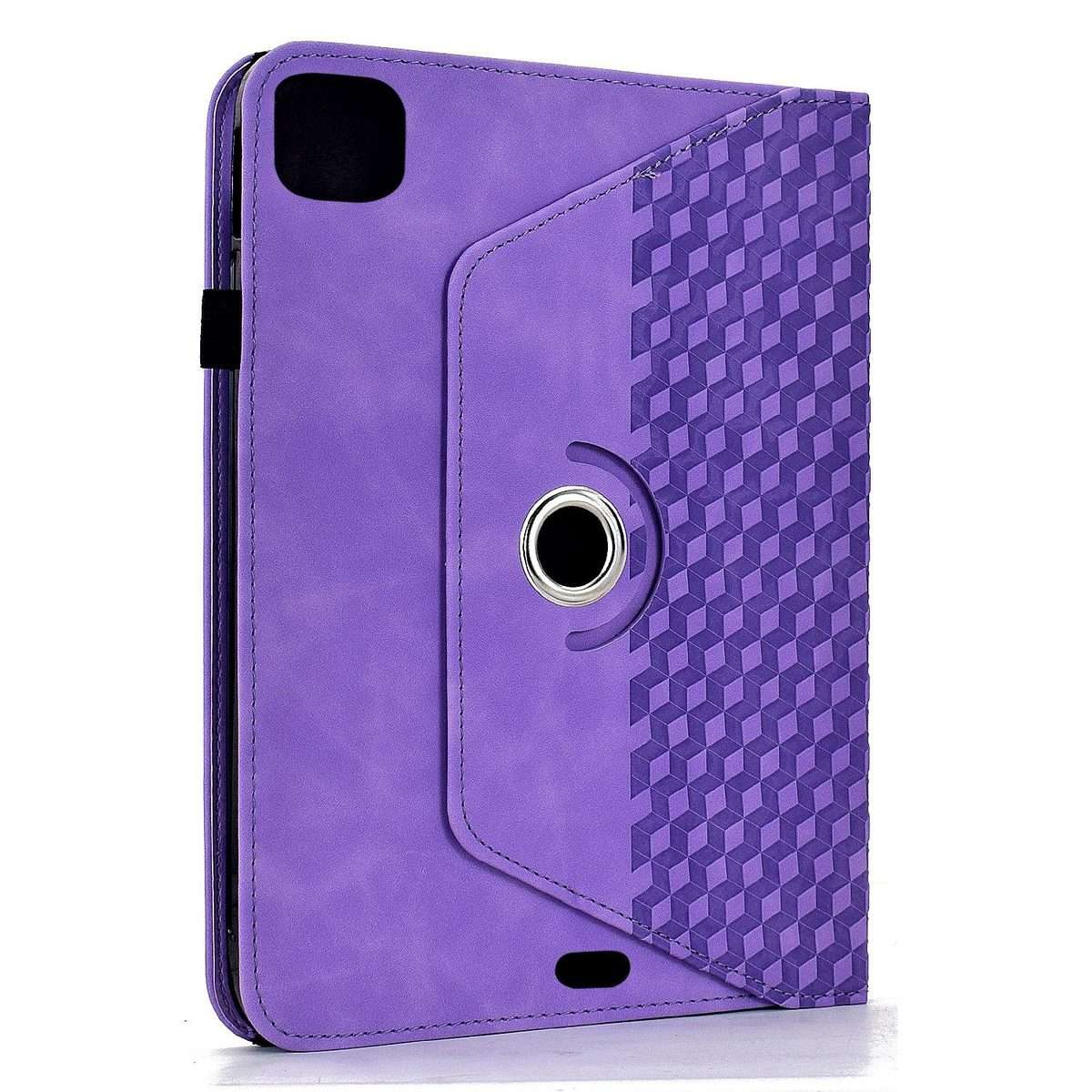 For iPad Air 11 2026 / 2025 / 2024 Rotatable Rhombus Embossed Smart Leather Tablet Case(Purple)