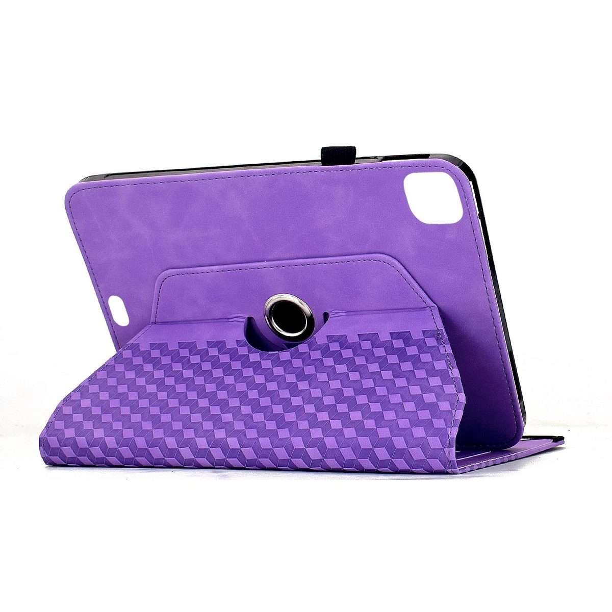 For iPad Air 11 2026 / 2025 / 2024 Rotatable Rhombus Embossed Smart Leather Tablet Case(Purple)