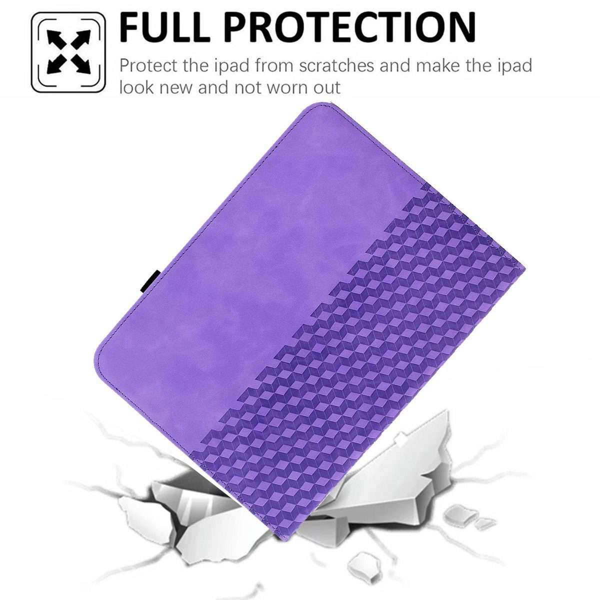 For iPad Air 11 2026 / 2025 / 2024 Rotatable Rhombus Embossed Smart Leather Tablet Case(Purple)
