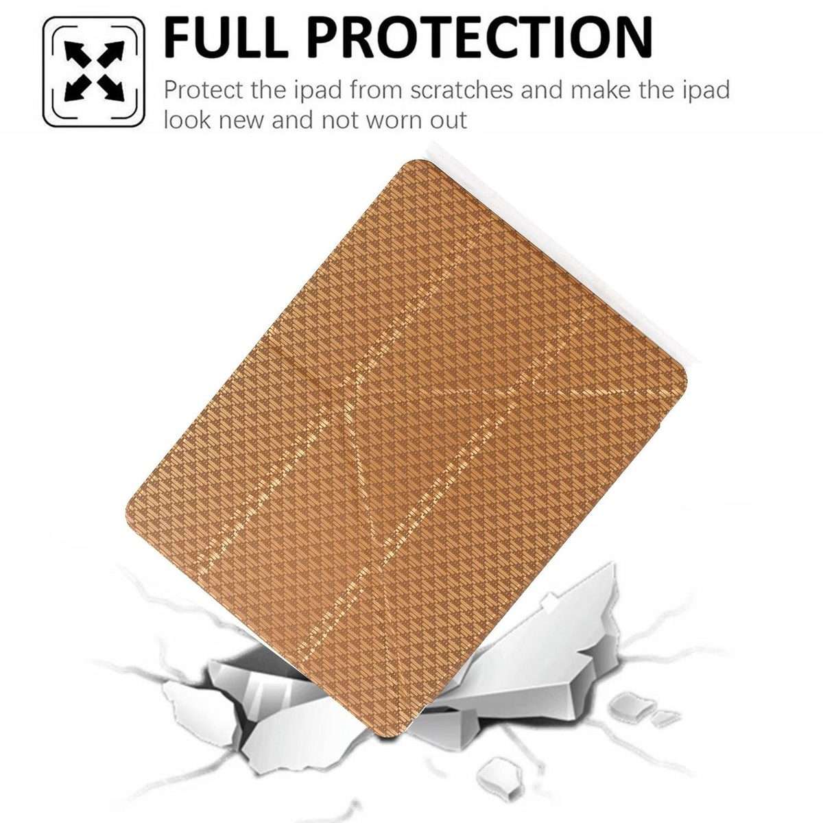 For iPad Air 13 2026 / 2025 / 2024 Y-Fold Pyramid Texture Smart Leather Tablet Case(Gold)