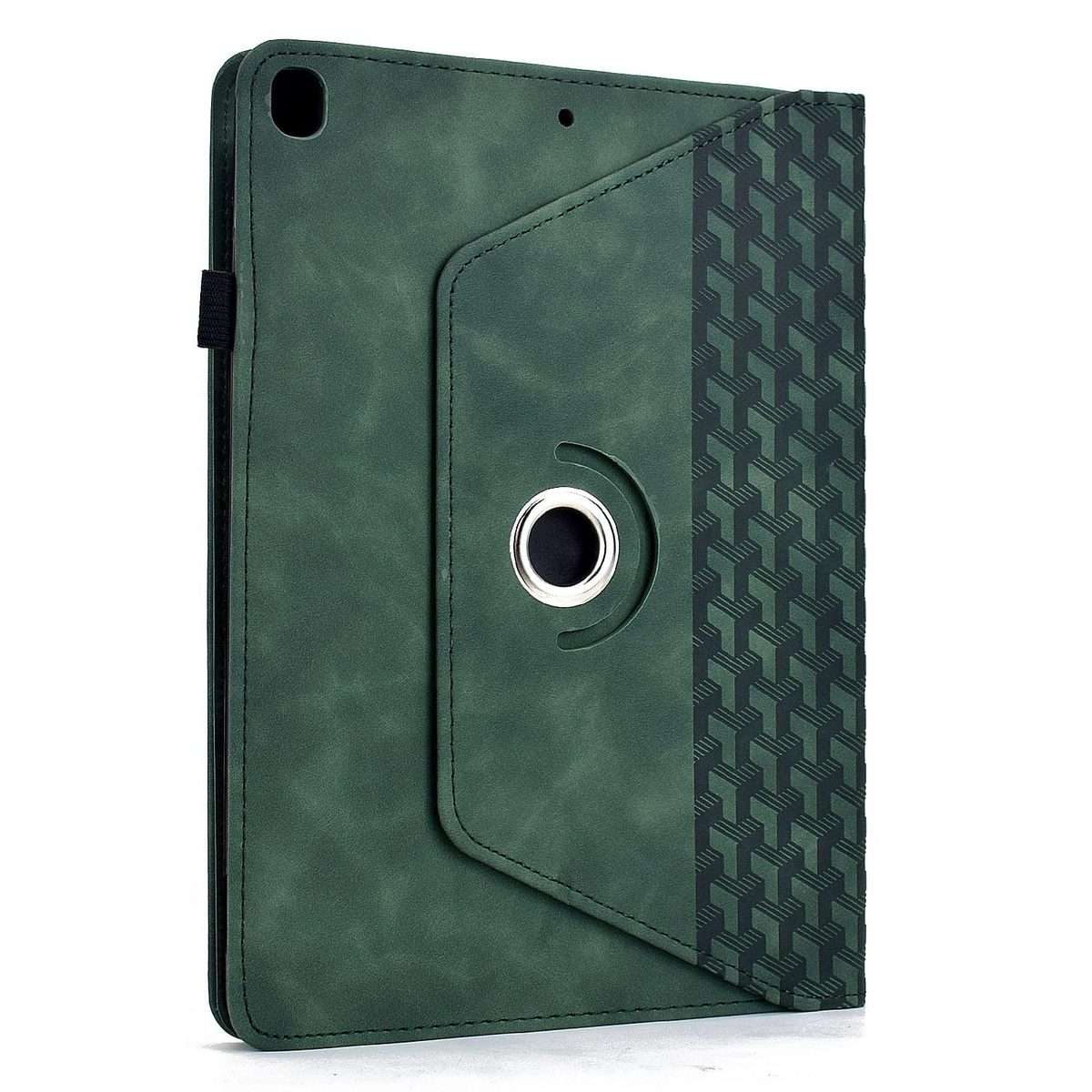 For iPad 10.2 2021 / Air 10.5 Rotatable Building Blocks Embossed Smart Leather Tablet Case(Green)