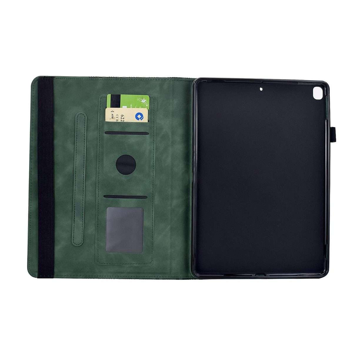 For iPad 10.2 2021 / Air 10.5 Rotatable Building Blocks Embossed Smart Leather Tablet Case(Green)