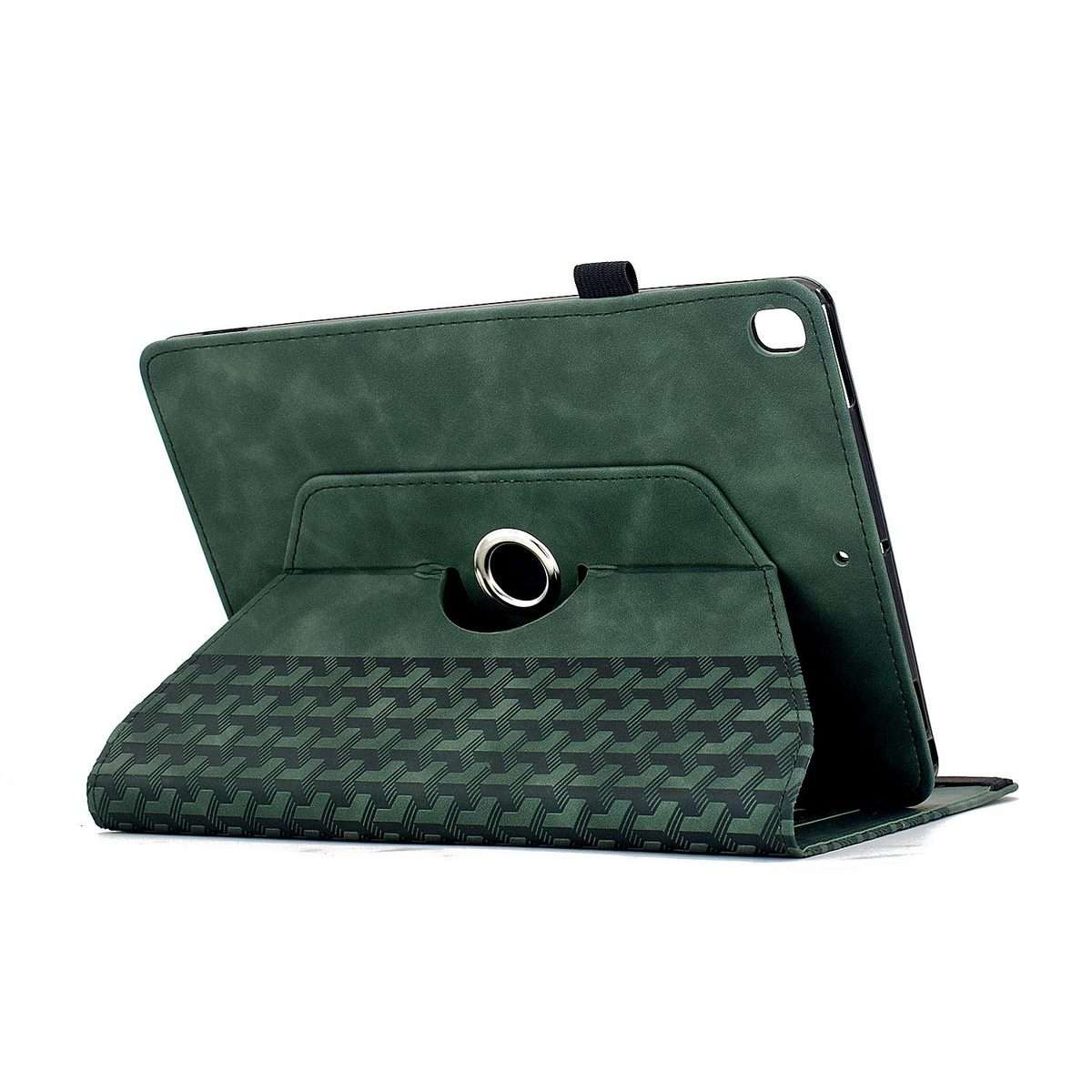 For iPad 10.2 2021 / Air 10.5 Rotatable Building Blocks Embossed Smart Leather Tablet Case(Green)
