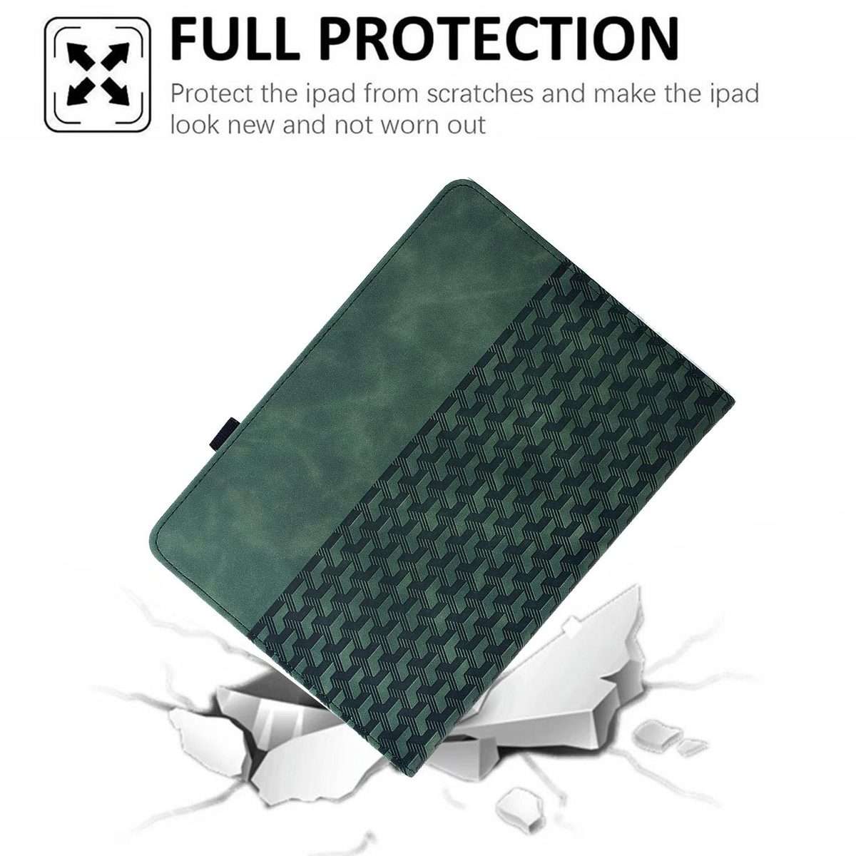 For iPad 10.2 2021 / Air 10.5 Rotatable Building Blocks Embossed Smart Leather Tablet Case(Green)