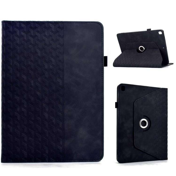 For iPad 10.2 2021 / Air 10.5 Rotatable Building Blocks Embossed Smart Leather Tablet Case(Black)