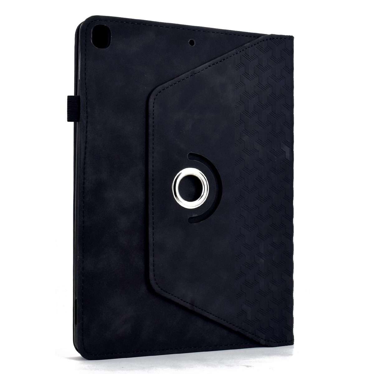 For iPad 10.2 2021 / Air 10.5 Rotatable Building Blocks Embossed Smart Leather Tablet Case(Black)
