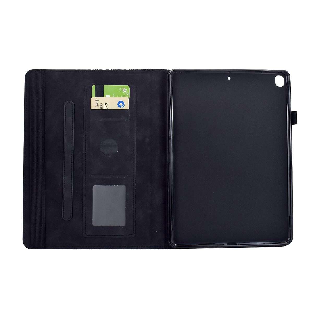 For iPad 10.2 2021 / Air 10.5 Rotatable Building Blocks Embossed Smart Leather Tablet Case(Black)