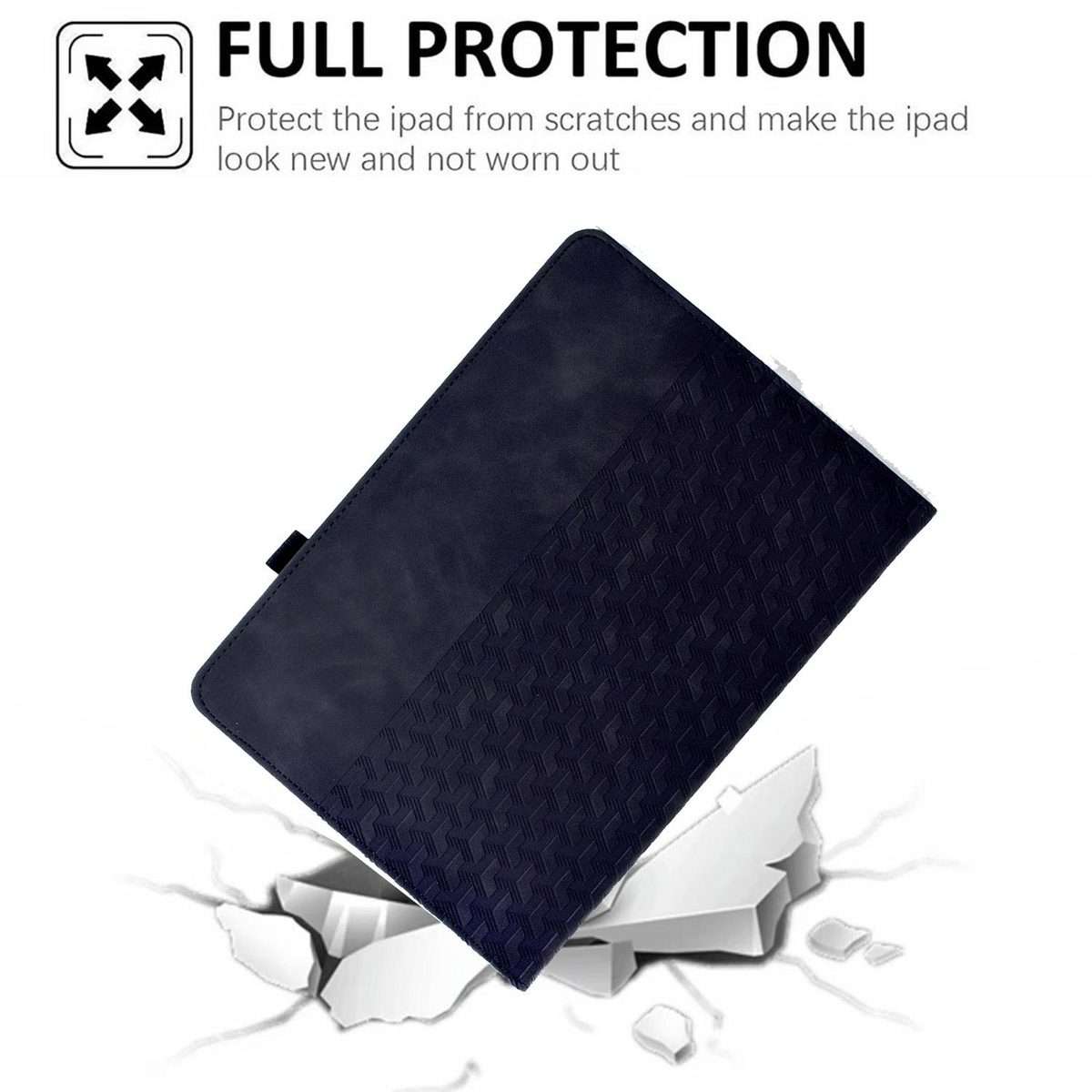 For iPad 10.2 2021 / Air 10.5 Rotatable Building Blocks Embossed Smart Leather Tablet Case(Black)