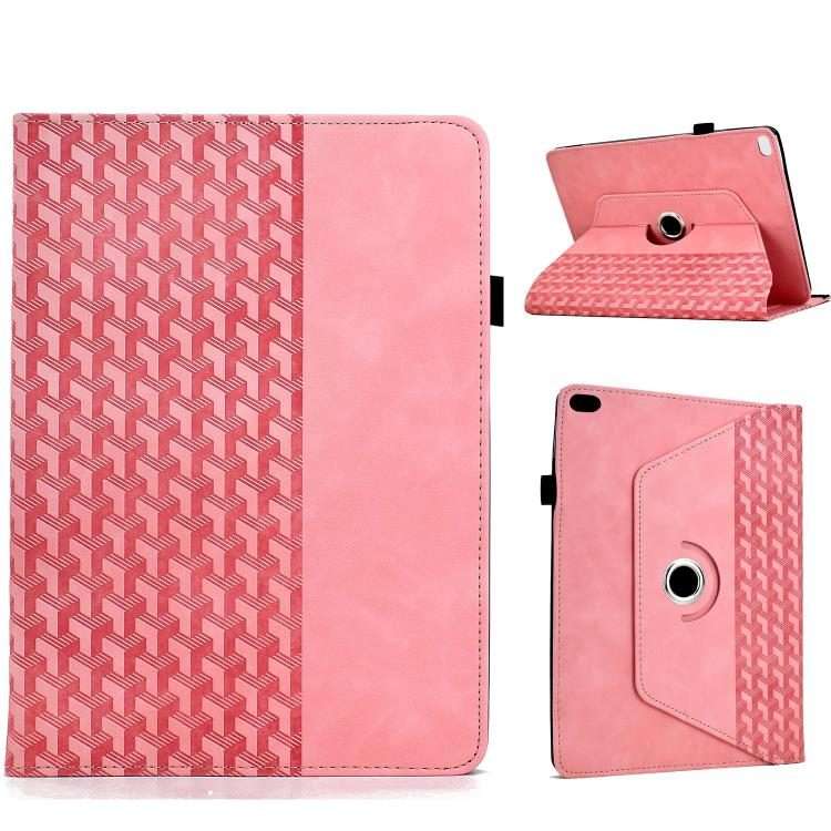 For iPad 9.7 2018 / 2017 / Air 2 / 1 Rotatable Building Blocks Embossed Smart Leather T ... (Pink)