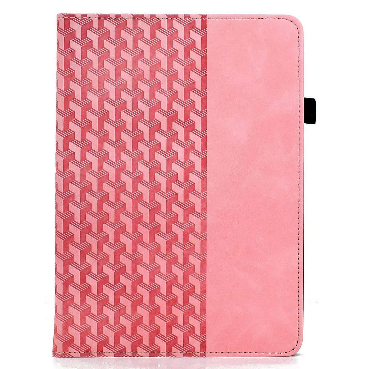 For iPad 9.7 2018 / 2017 / Air 2 / 1 Rotatable Building Blocks Embossed Smart Leather T ... (Pink)