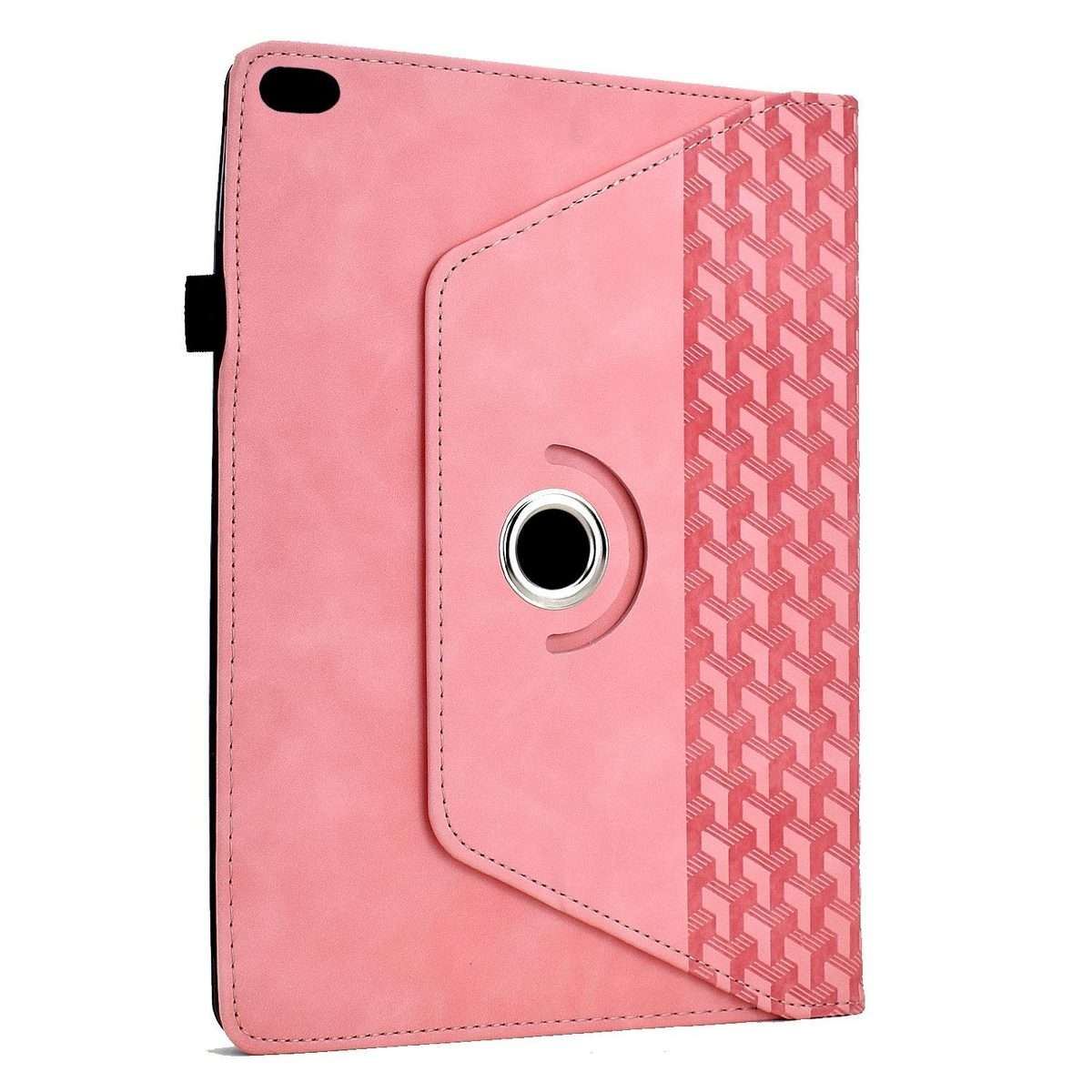 For iPad 9.7 2018 / 2017 / Air 2 / 1 Rotatable Building Blocks Embossed Smart Leather T ... (Pink)