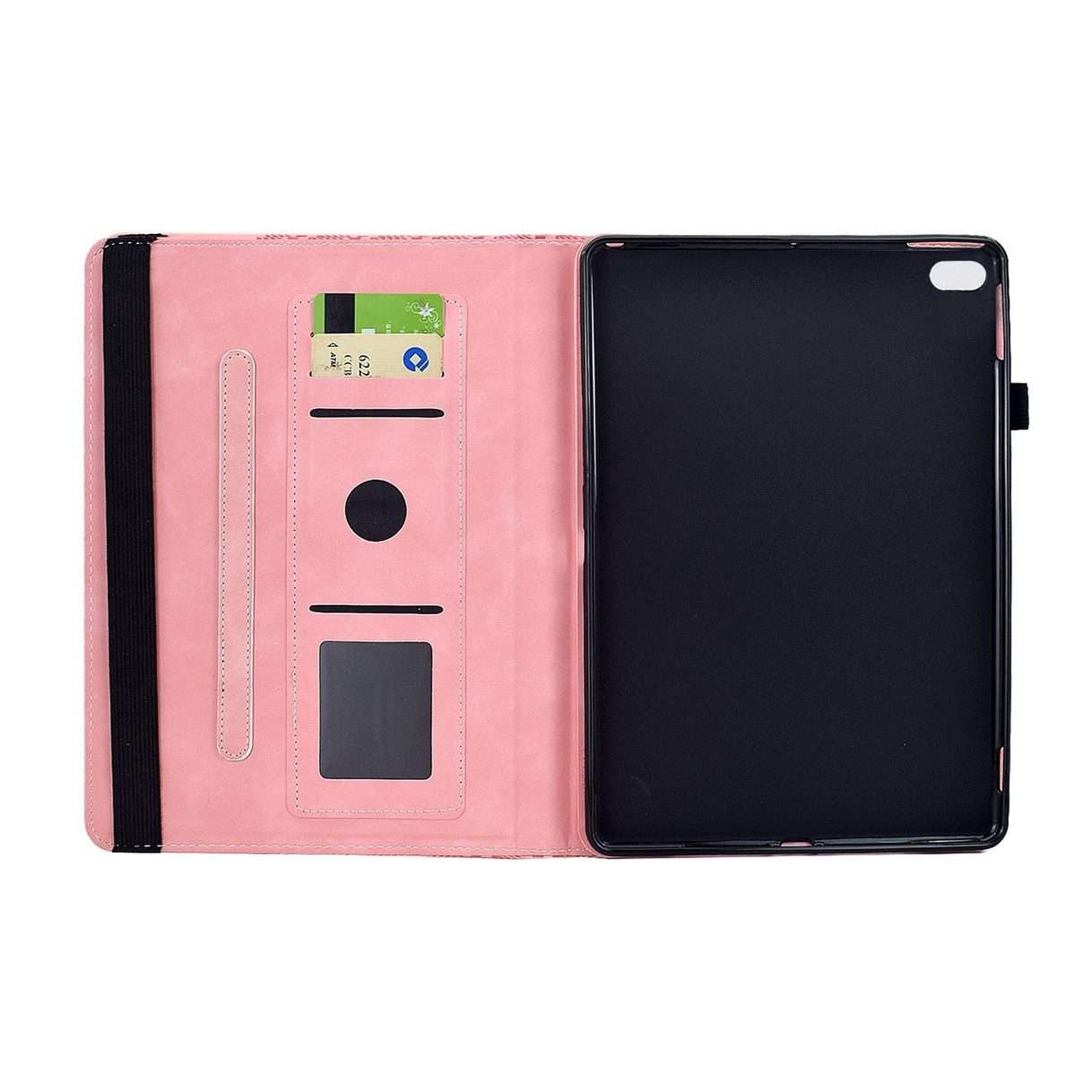 For iPad 9.7 2018 / 2017 / Air 2 / 1 Rotatable Building Blocks Embossed Smart Leather T ... (Pink)