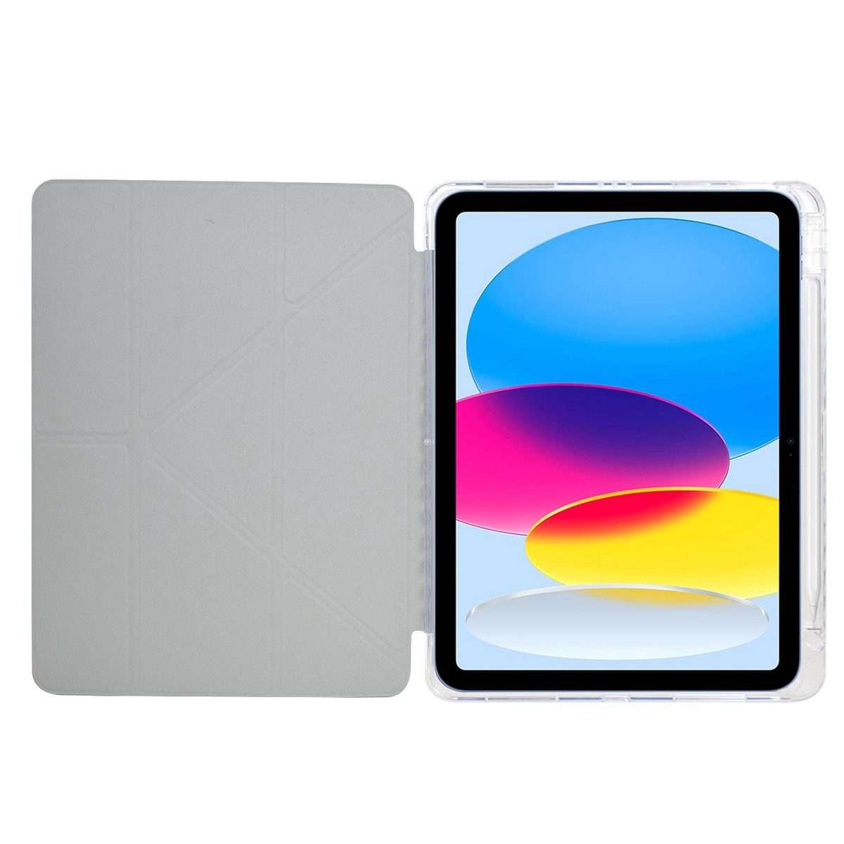 For iPad Air 11 2026 / 2025 / 2024 Y-Fold Clear Acrylic Glitter Smart Leather Tablet Case(Silver)