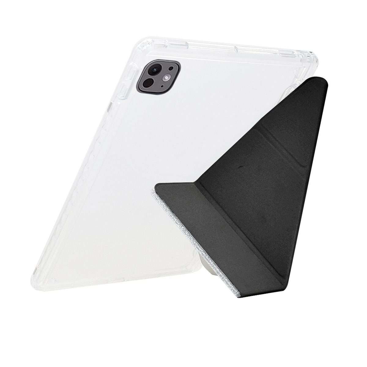 For iPad Air 13 2026 / 2025 / 2024 Y-Fold Clear Acrylic Glitter Smart Leather Tablet Case(Black)