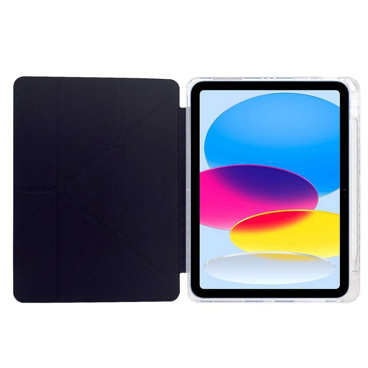 For iPad Air 13 2026 / 2025 / 2024 Y-Fold Clear Acrylic Glitter Smart Leather Tablet Case(Black)