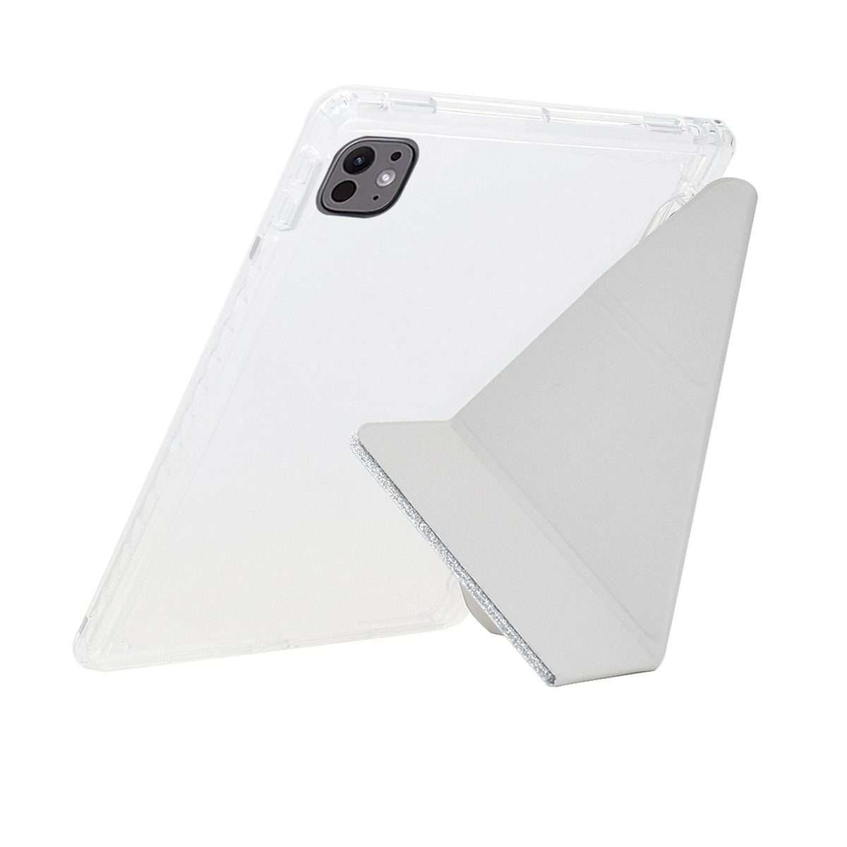 For iPad Air 13 2026 / 2025 / 2024 Y-Fold Clear Acrylic Glitter Smart Leather Tablet Case(Silver)