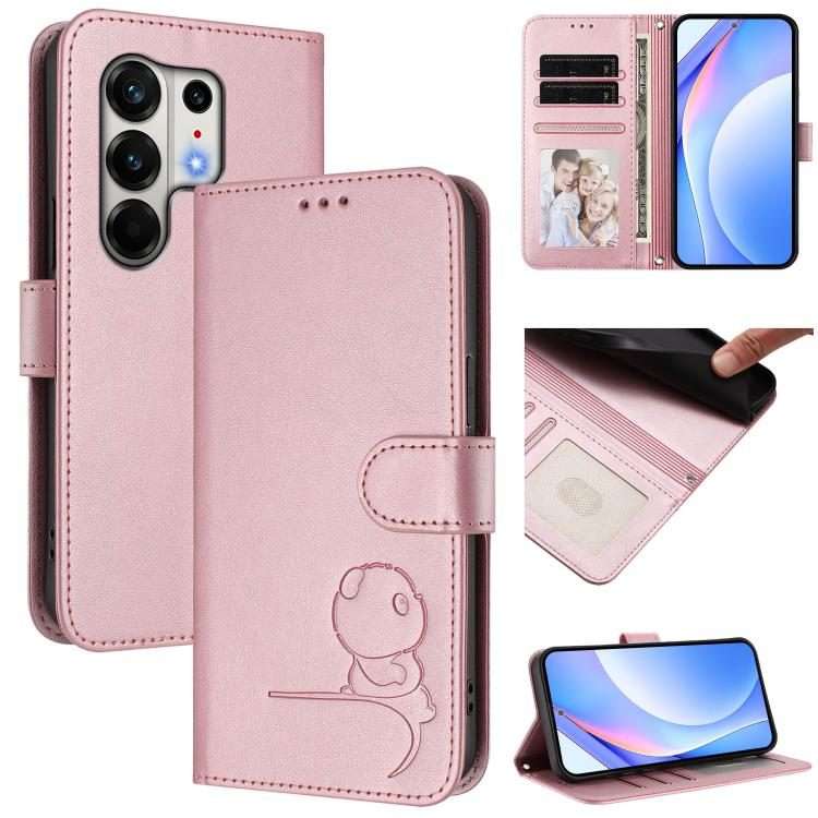 For Tecno Camon 50 Pro 4G Litter Panda Embossing RFID Leather Phone Case with Lanyard(Pink)
