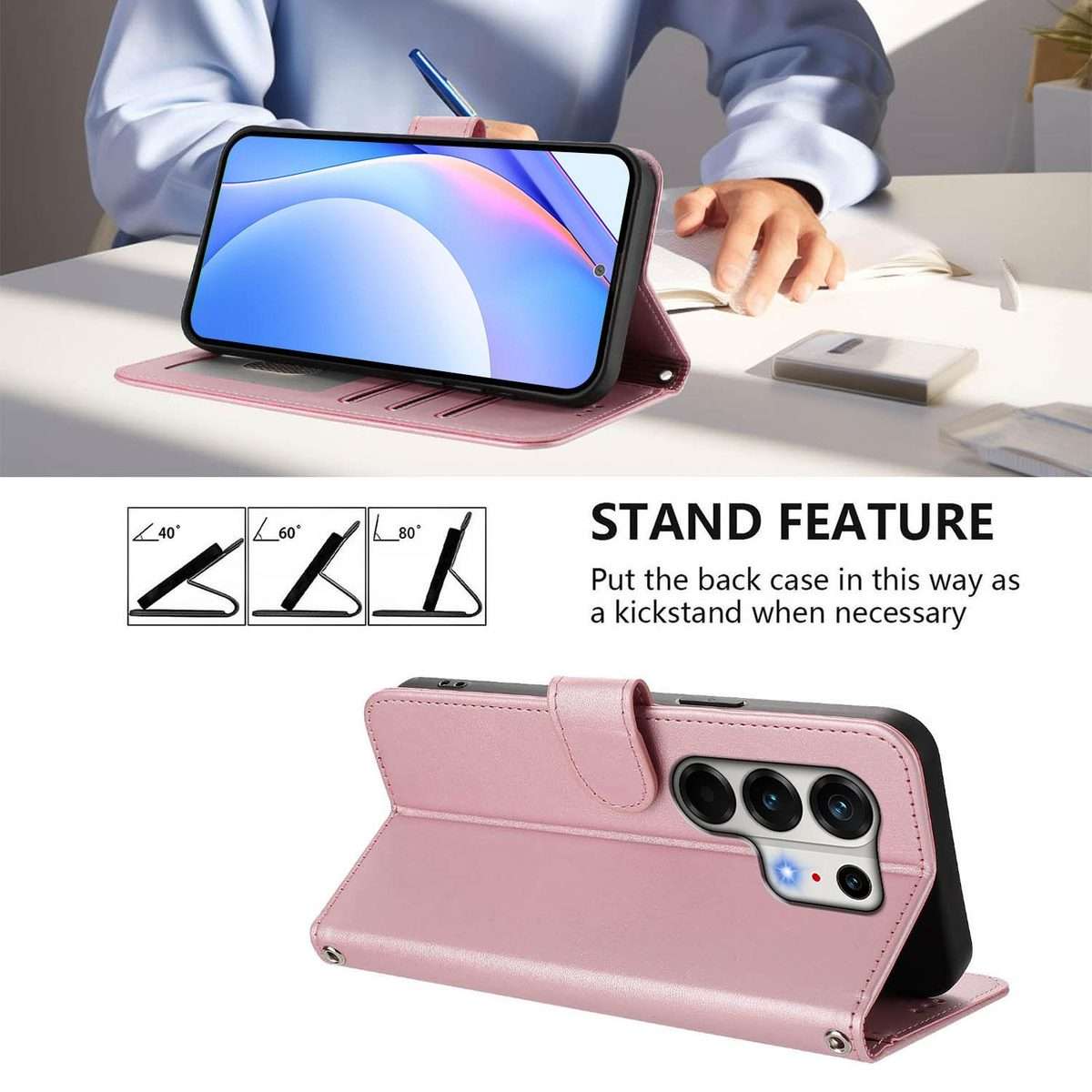 For Tecno Camon 50 Pro 4G Litter Panda Embossing RFID Leather Phone Case with Lanyard(Pink)