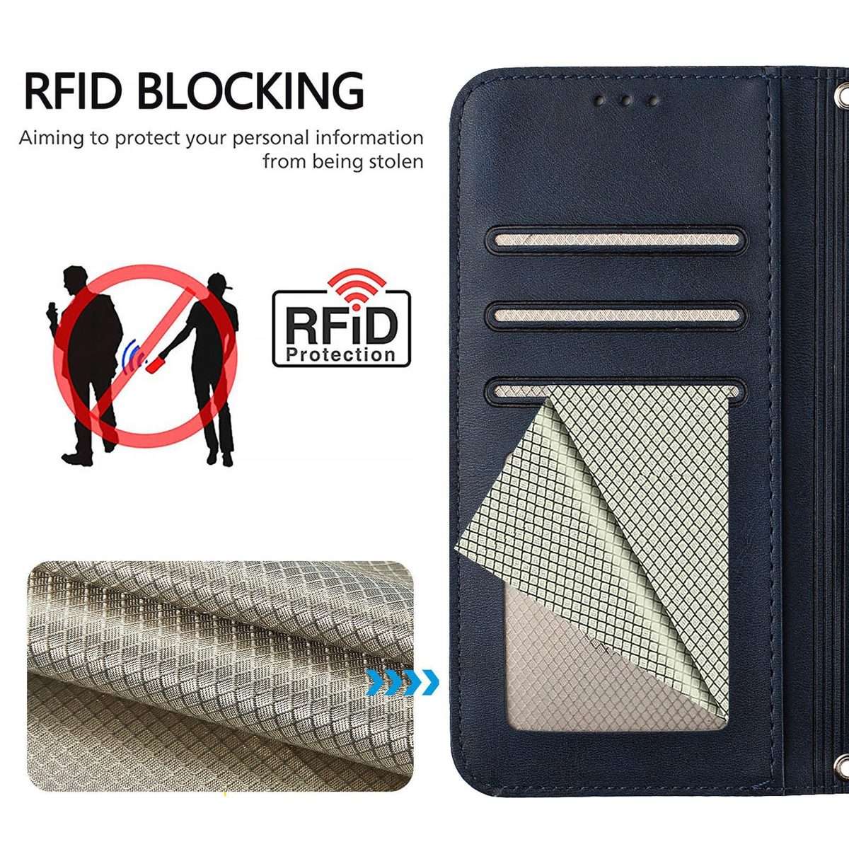 For Tecno Camon 50 Pro 4G Litter Panda Embossing RFID Leather Phone Case with Lanyard(Blue)