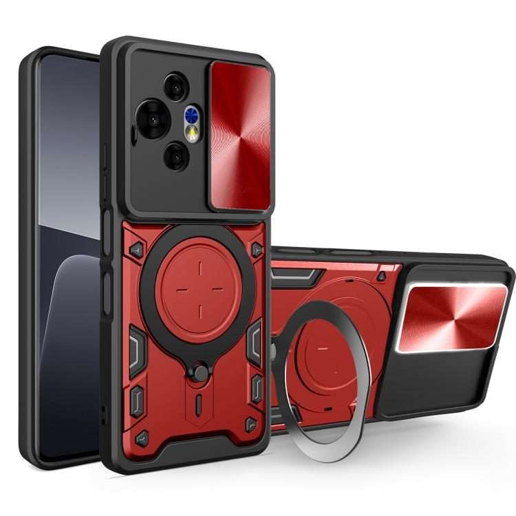 For TCL 50 NxtPaper CD Texture Sliding Camshield Magnetic Holder Phone Case(Red)