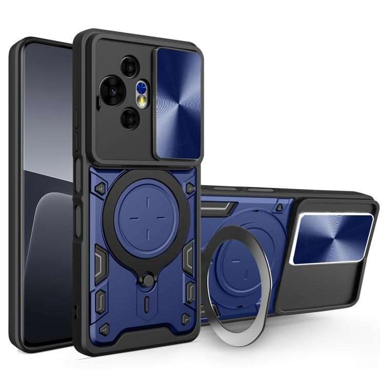 For TCL 50 NxtPaper CD Texture Sliding Camshield Magnetic Holder Phone Case(Blue)
