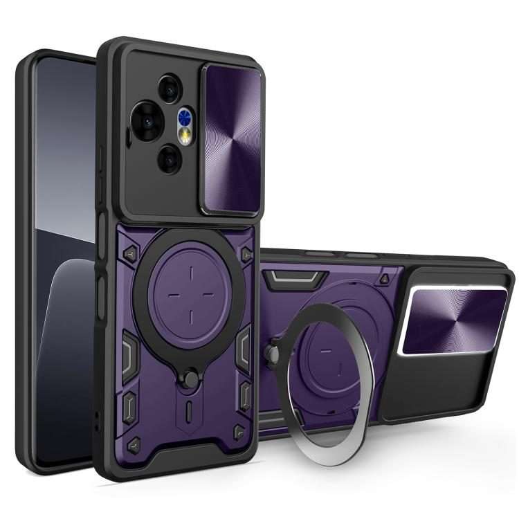 For TCL 50 NxtPaper CD Texture Sliding Camshield Magnetic Holder Phone Case(Purple)