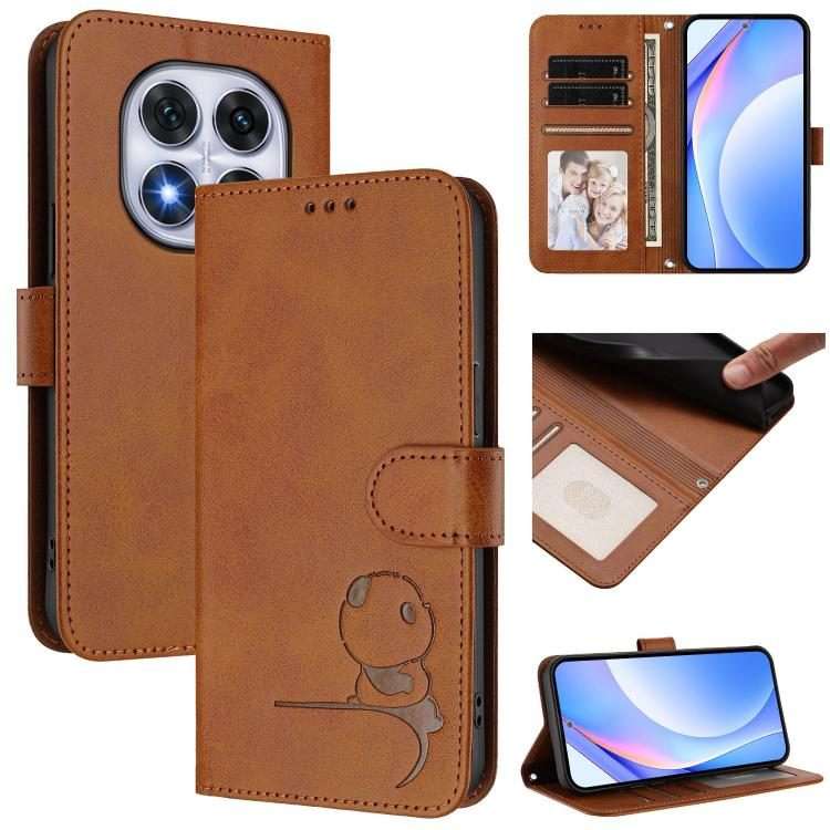 For Redmi Note 14 Pro 5G / 14 Pro+ 5G Litter Panda Embossing RFID Leather Phone Case w ... (Brown)